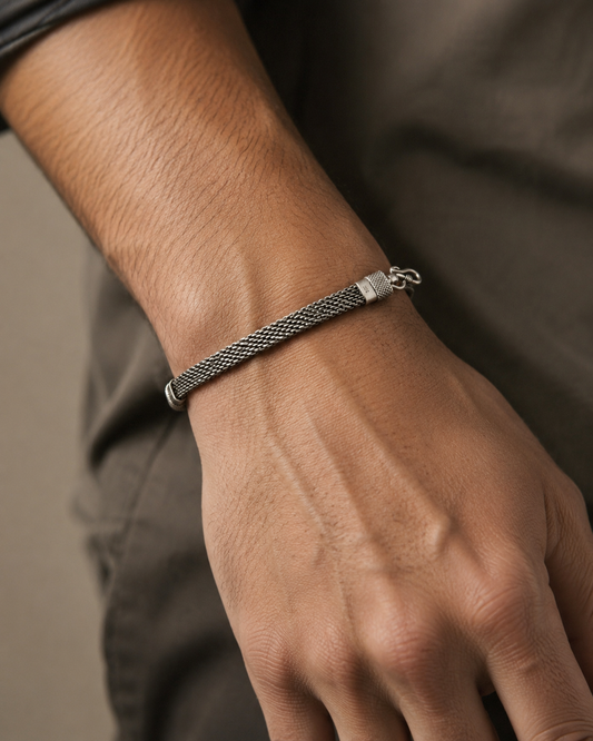 The Aura Mesh Oxidised Bracelet