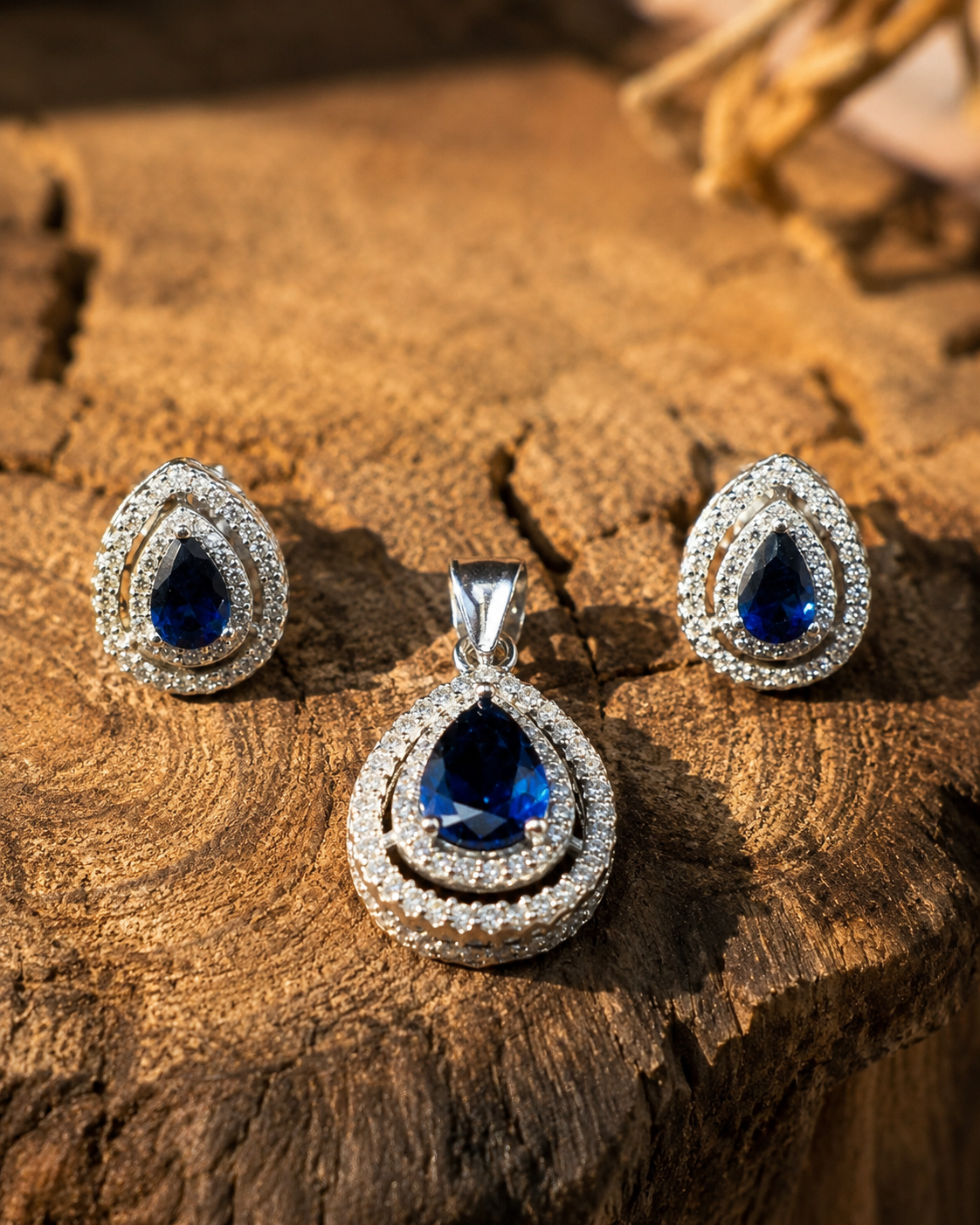 Azure Teardrop Blue Stone Set