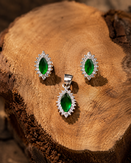 Emerald-Hue Green Stone CZ Set