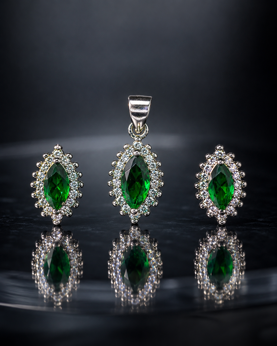 Emerald-Hue Green Stone CZ Set