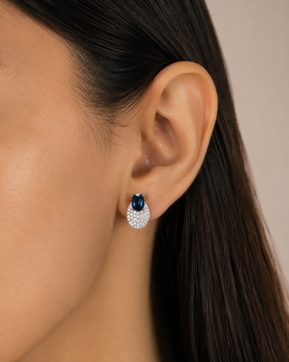 Dual-Tone Blue and White CZ Set