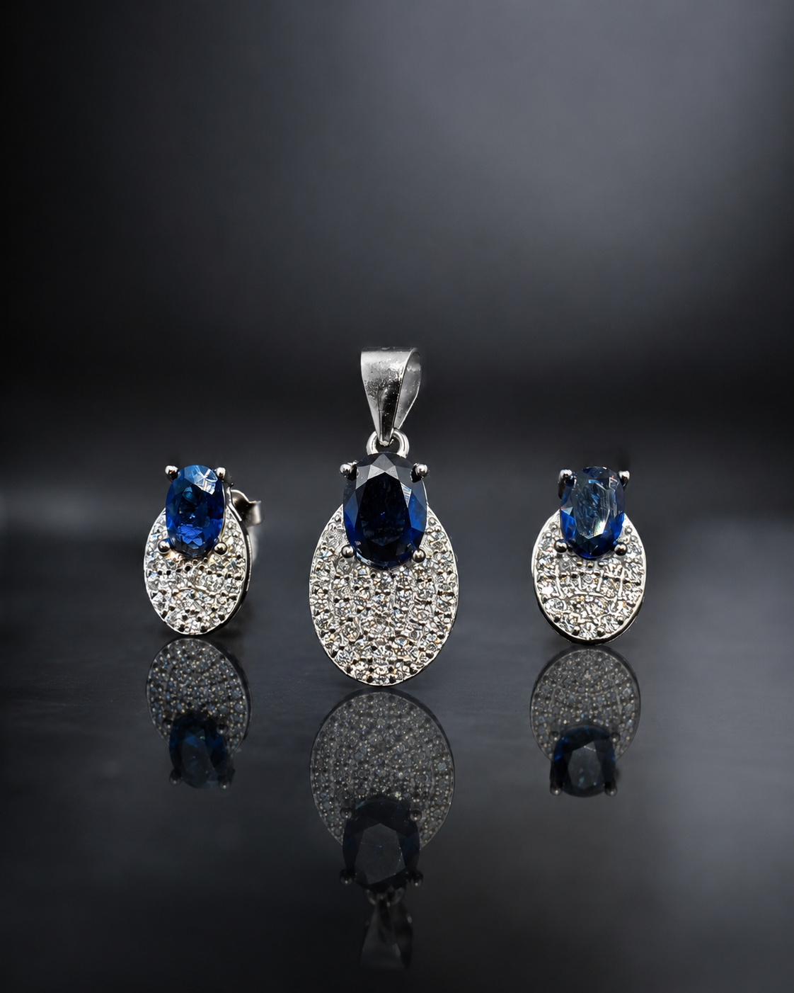 Dual-Tone Blue and White CZ Set