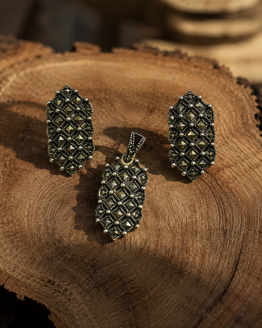 Vintage Marcasite Stone Design Set