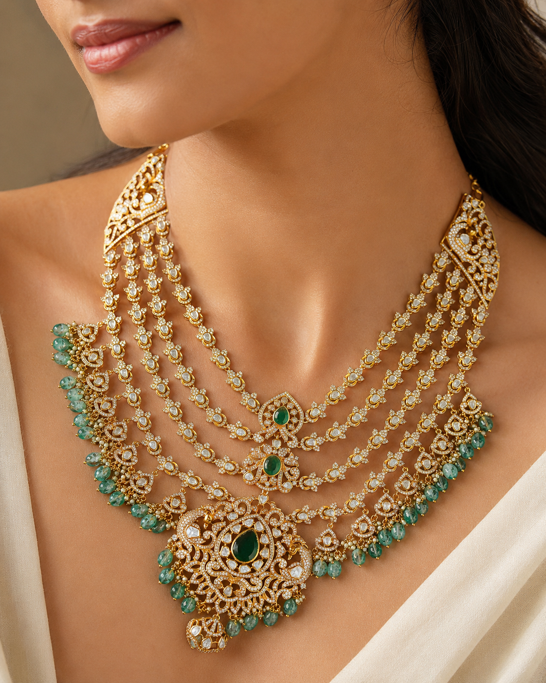 Regal Emerald Chandrika Haar (Long)