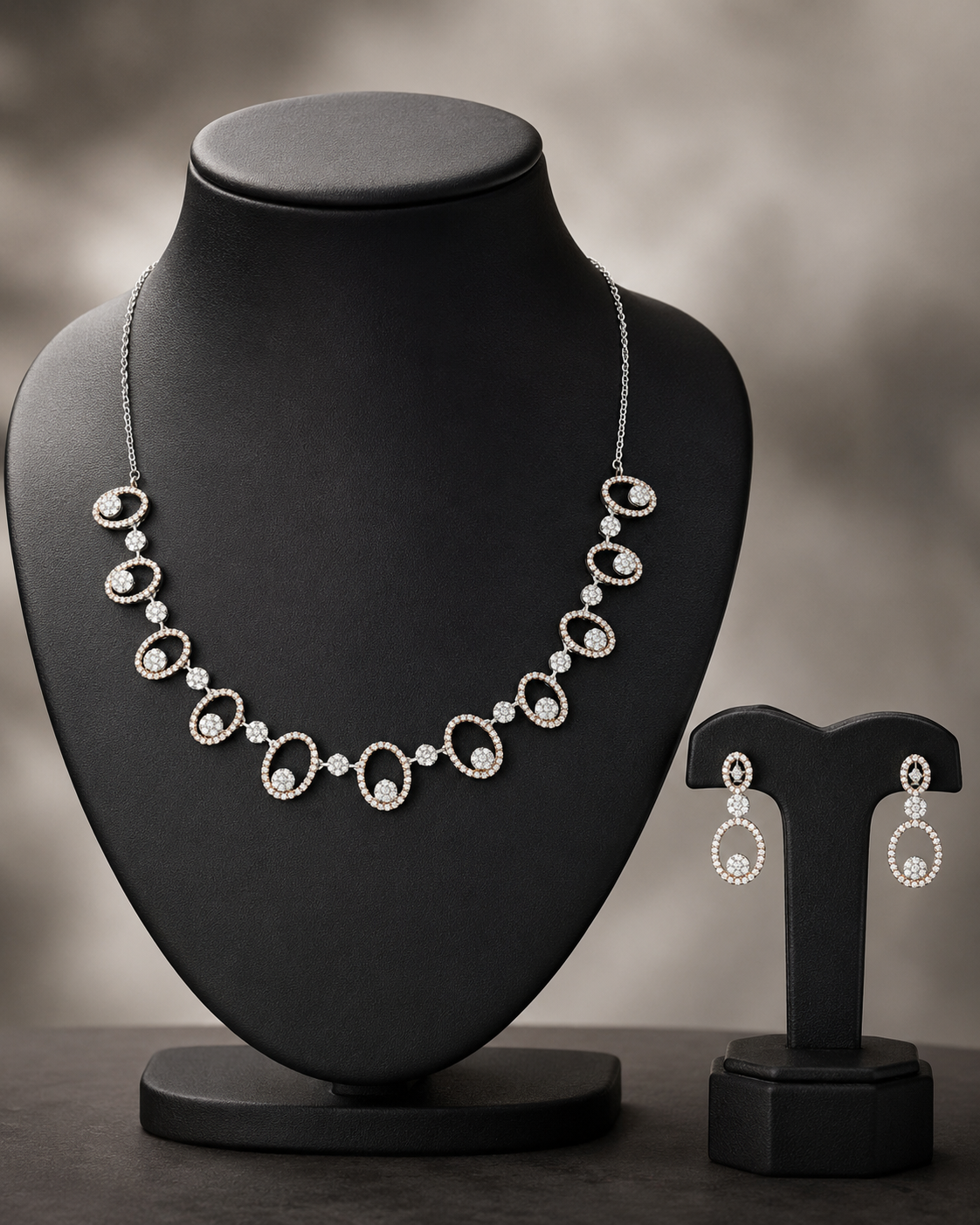 Statement CZ Stone Necklace & Earring Set