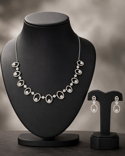 Statement CZ Stone Necklace & Earring Set