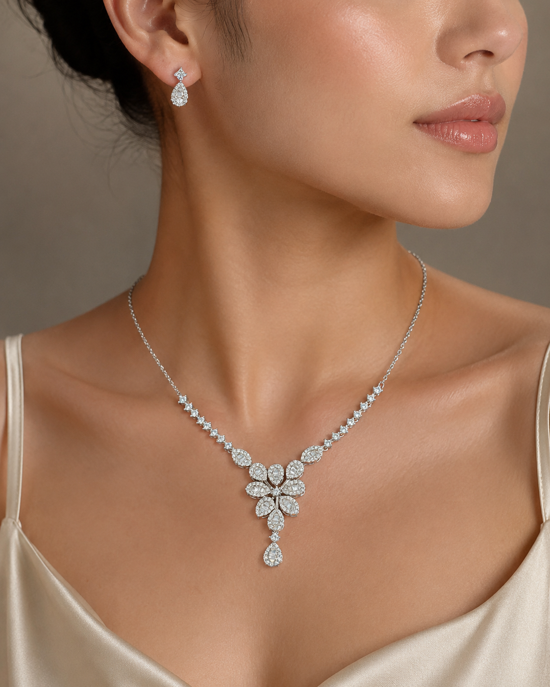 Petite CZ Stone Necklace & Earring Set