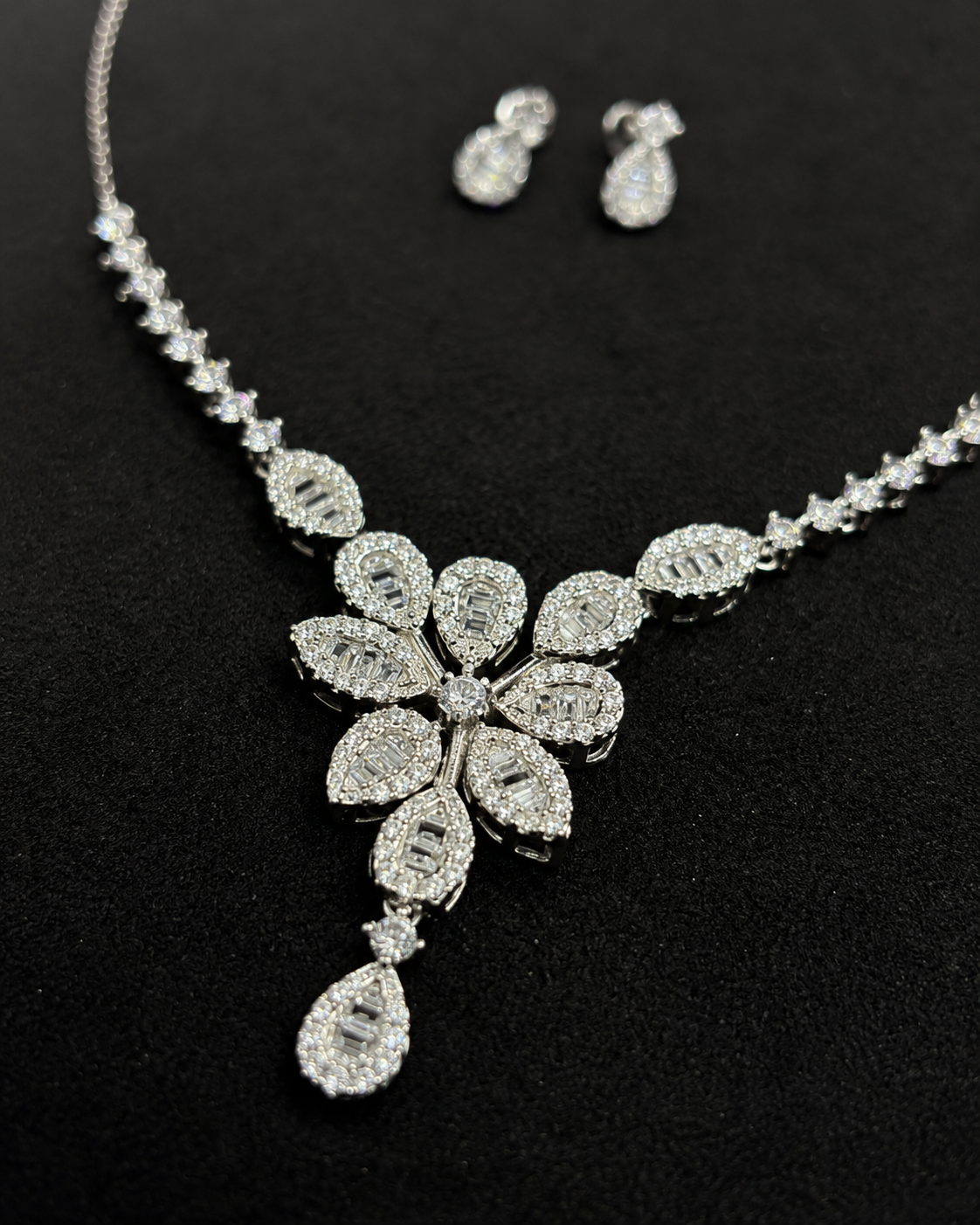 Petite CZ Stone Necklace & Earring Set