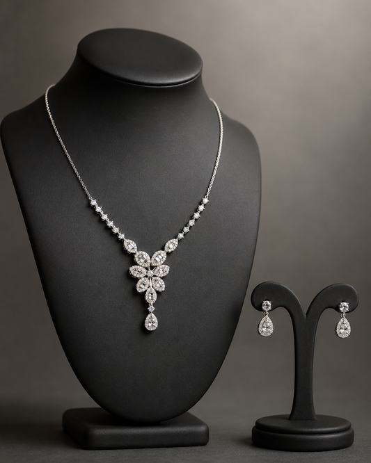 Petite CZ Stone Necklace & Earring Set