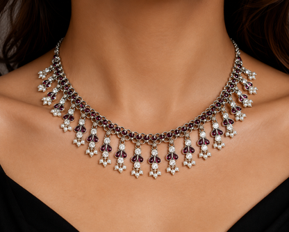 Striking Red Stone Antique Silver Choker
