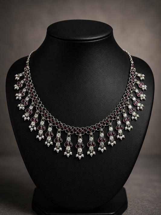 Striking Red Stone Antique Silver Choker