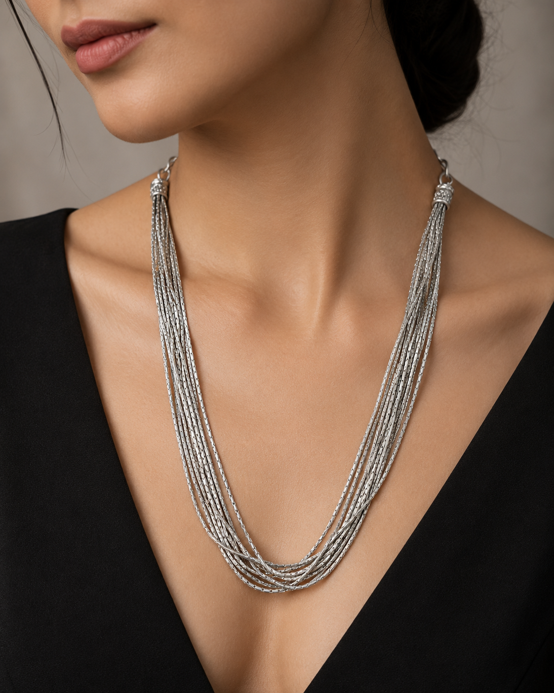 Ornate Antique Silver Short Necklace