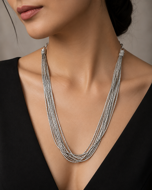 Ornate Antique Silver Short Necklace