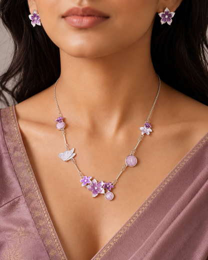 Ethereal Lavender Crystal Necklace & Earring Set