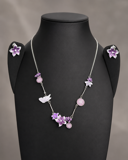 Ethereal Lavender Crystal Necklace & Earring Set