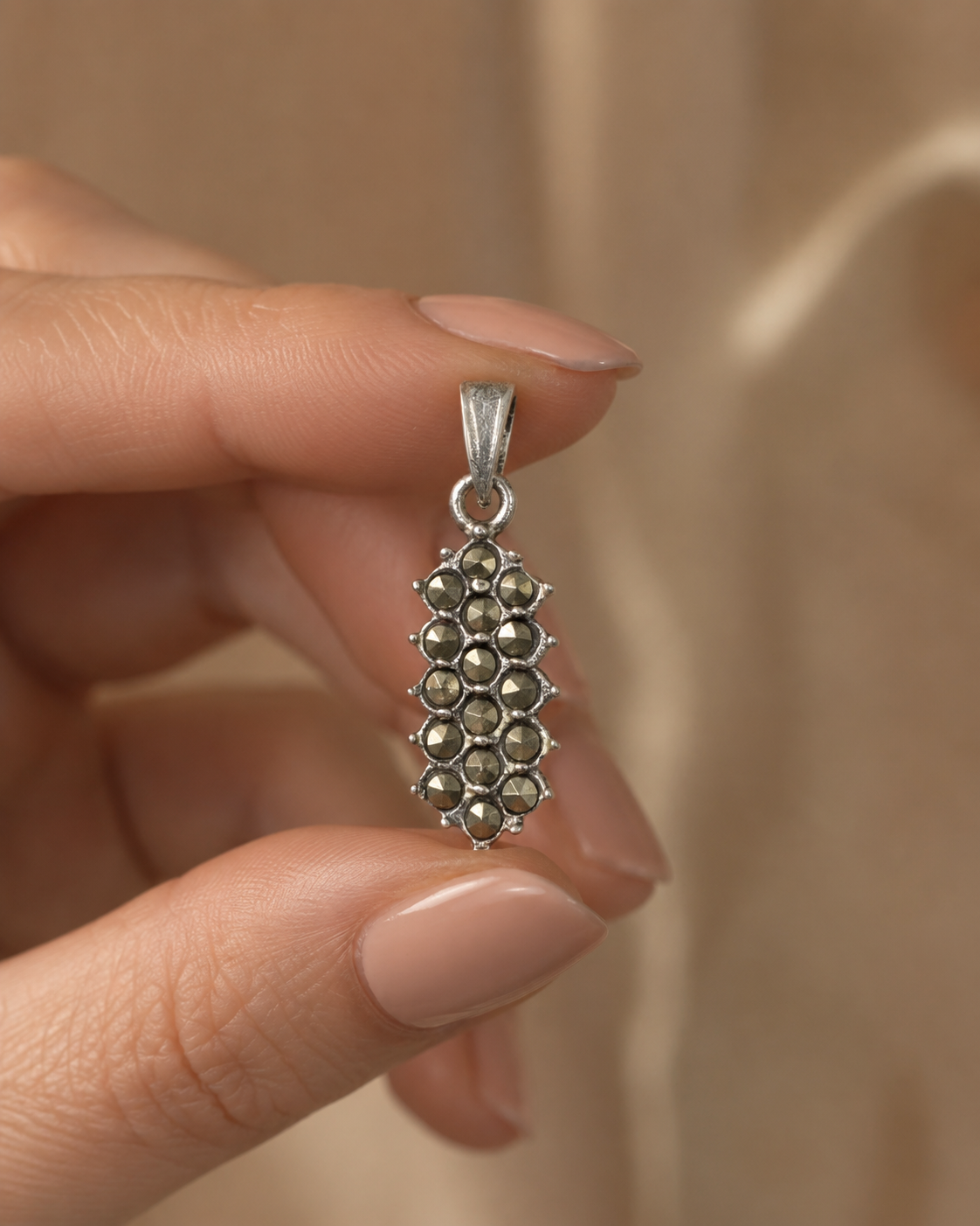 Botanical Marcasite Flower Pendant