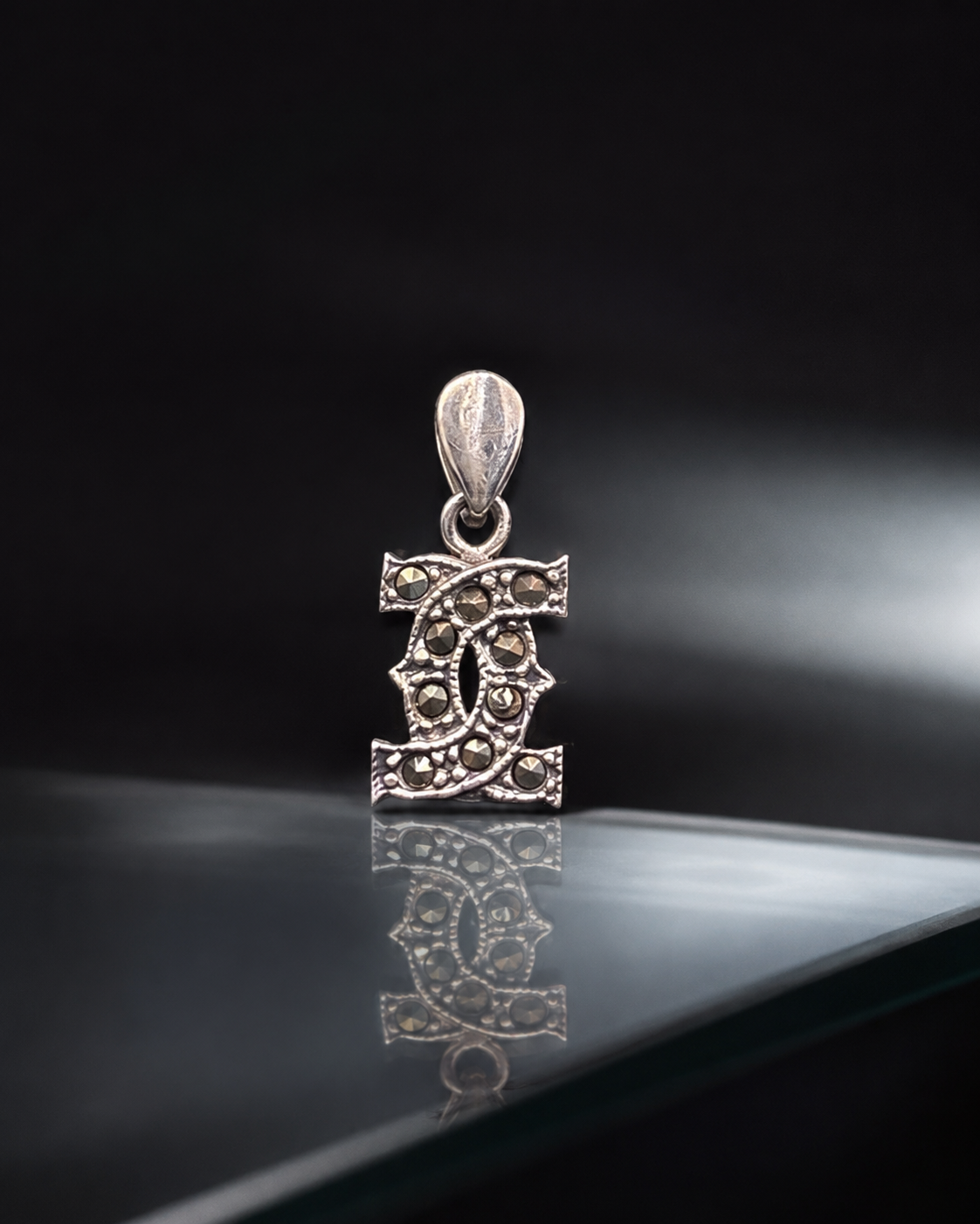 Elegant Marcasite Ivory-Tone Pendant