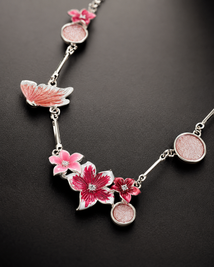 Radiant Pink Crystal Necklace & Earring Set