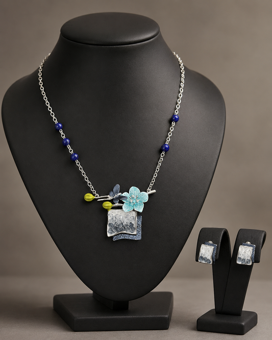 Geometric Blue Square Crystal Set