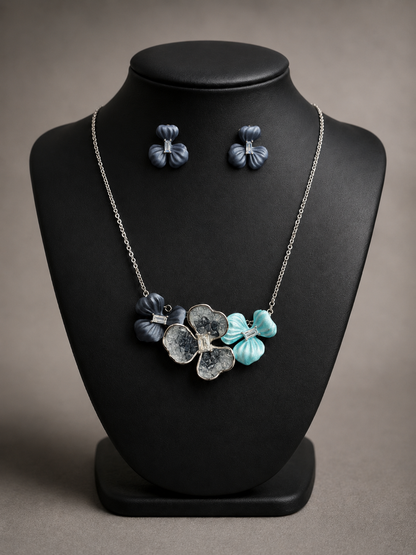 Luminous Blue Crystal Necklace & Earring Set