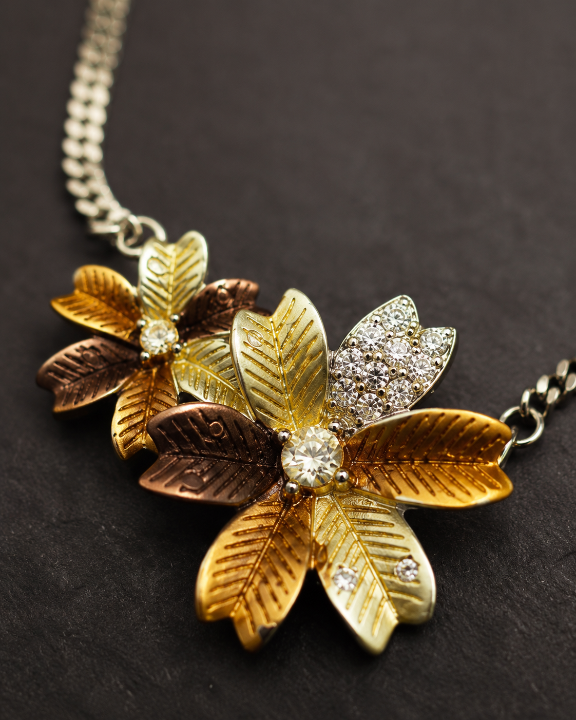 Earthy Brown Flower Necklace & Earring Set