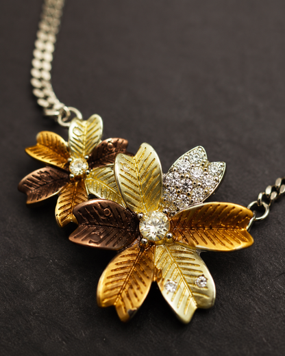 Earthy Brown Flower Necklace & Earring Set