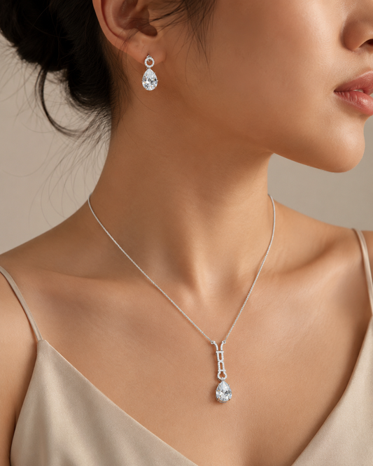 Classic CZ Stone Necklace & Earring Set