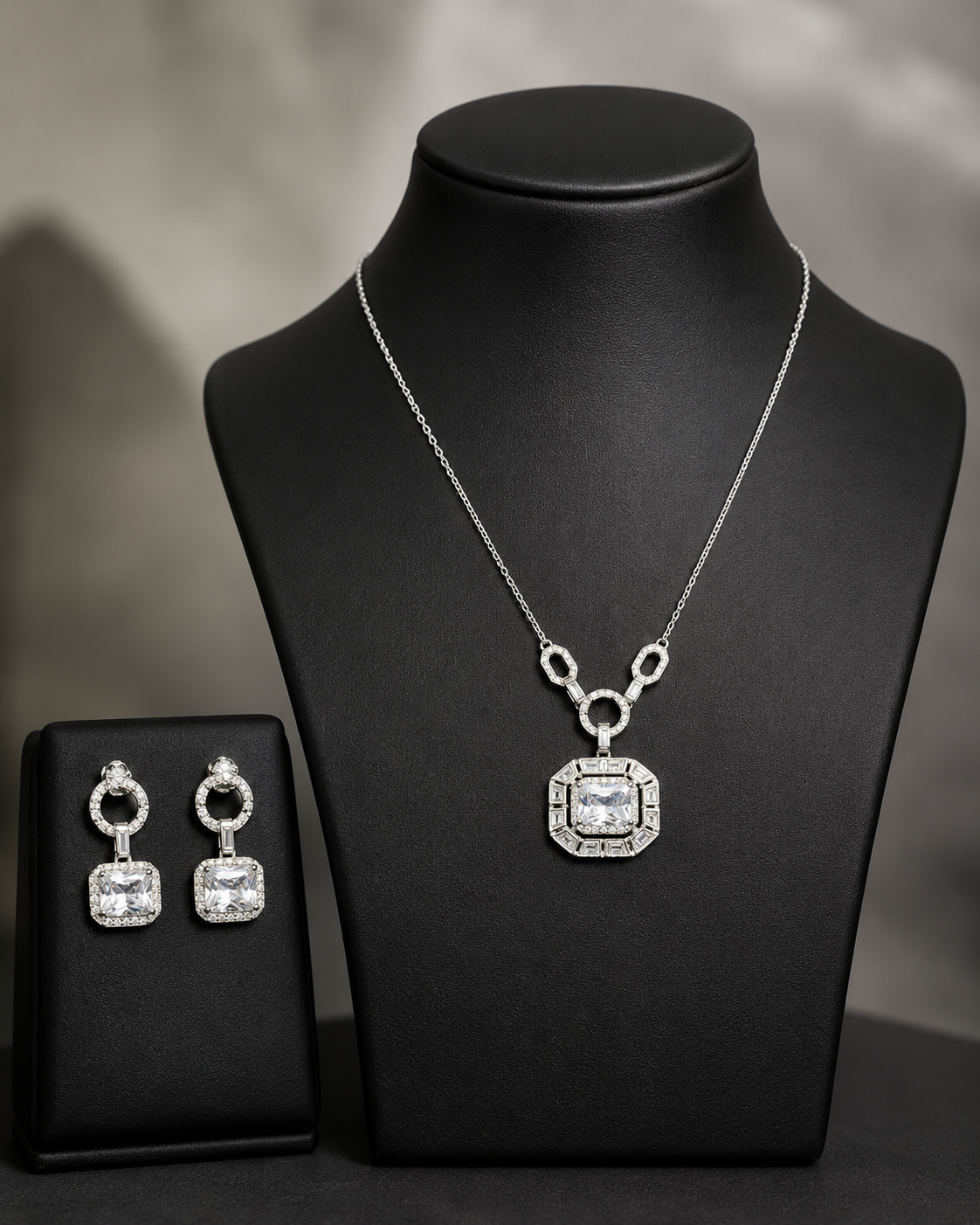 Modern CZ Square Cut Set