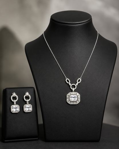 Modern CZ Square Cut Set