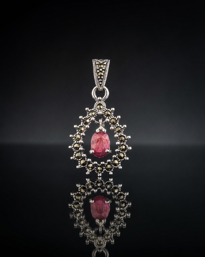 Crimson Marcasite Pendant