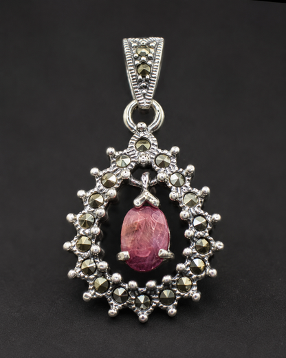 Crimson Marcasite Pendant