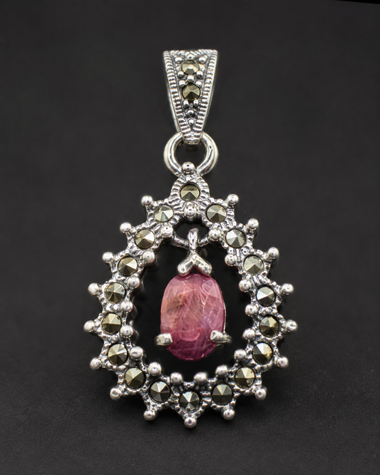 Crimson Marcasite Pendant