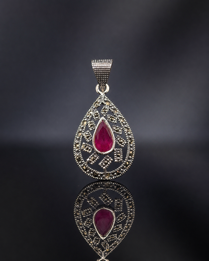 Azure Blue Marcasite Pendant