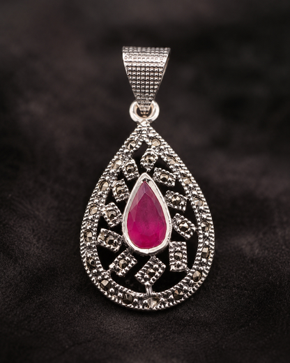 Azure Blue Marcasite Pendant