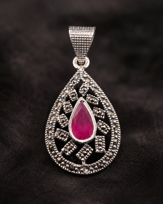Azure Blue Marcasite Pendant