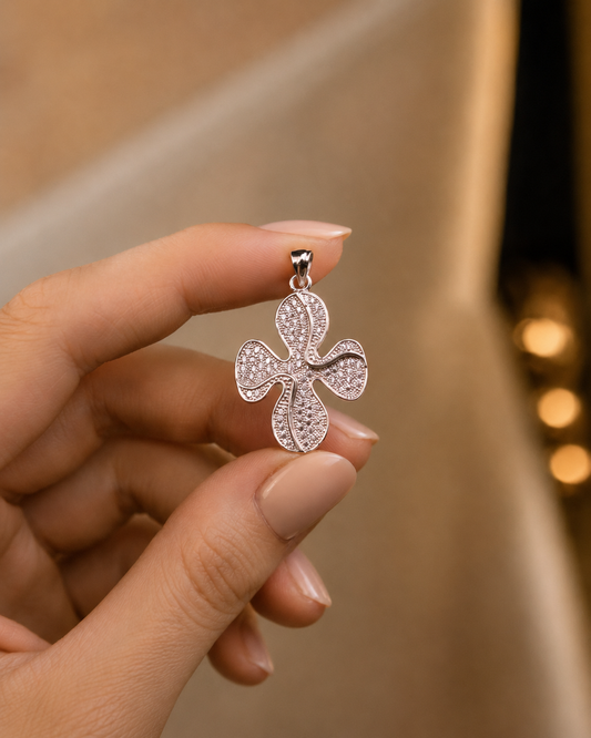 Sparkling CZ Flower Pendant