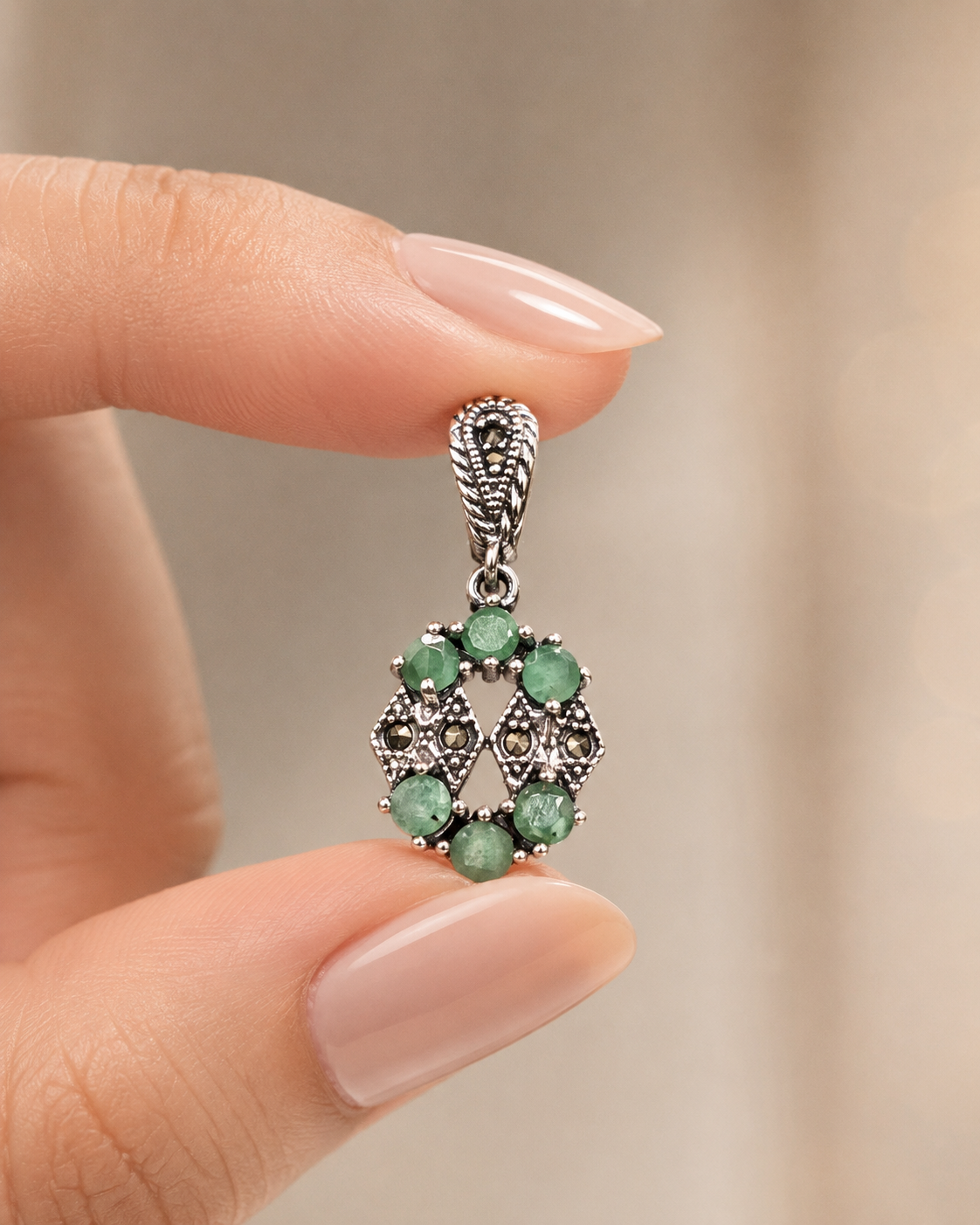 Regal Red Stone Marcasite Pendant