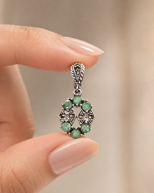 Regal Red Stone Marcasite Pendant
