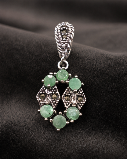 Regal Red Stone Marcasite Pendant