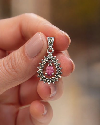 Crimson Marcasite Pendant