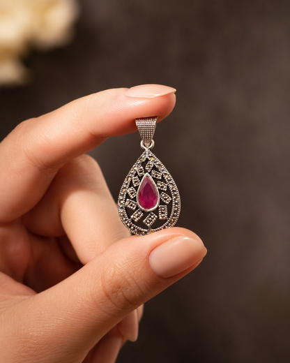 Azure Blue Marcasite Pendant