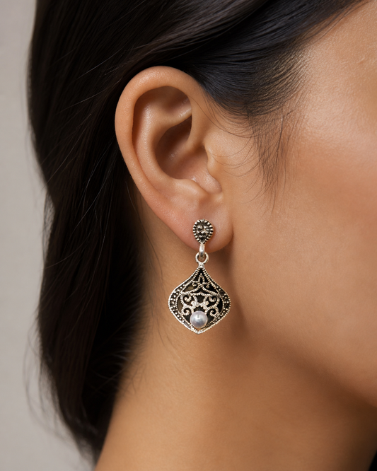 Luminous Pearl Marcasite Set