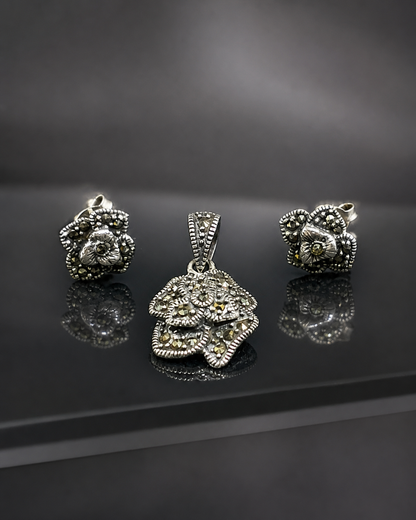 Romantic Flower Marcasite Set