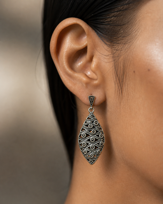 Nature-Inspired Marcasite Leaf Design Set
