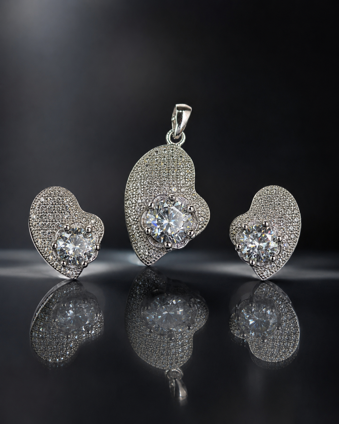 Romantic CZ Heart Shape Set