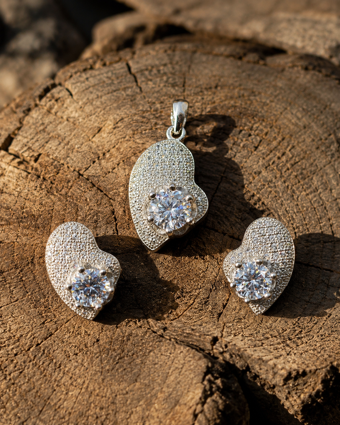 Romantic CZ Heart Shape Set