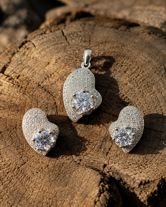 Romantic CZ Heart Shape Set