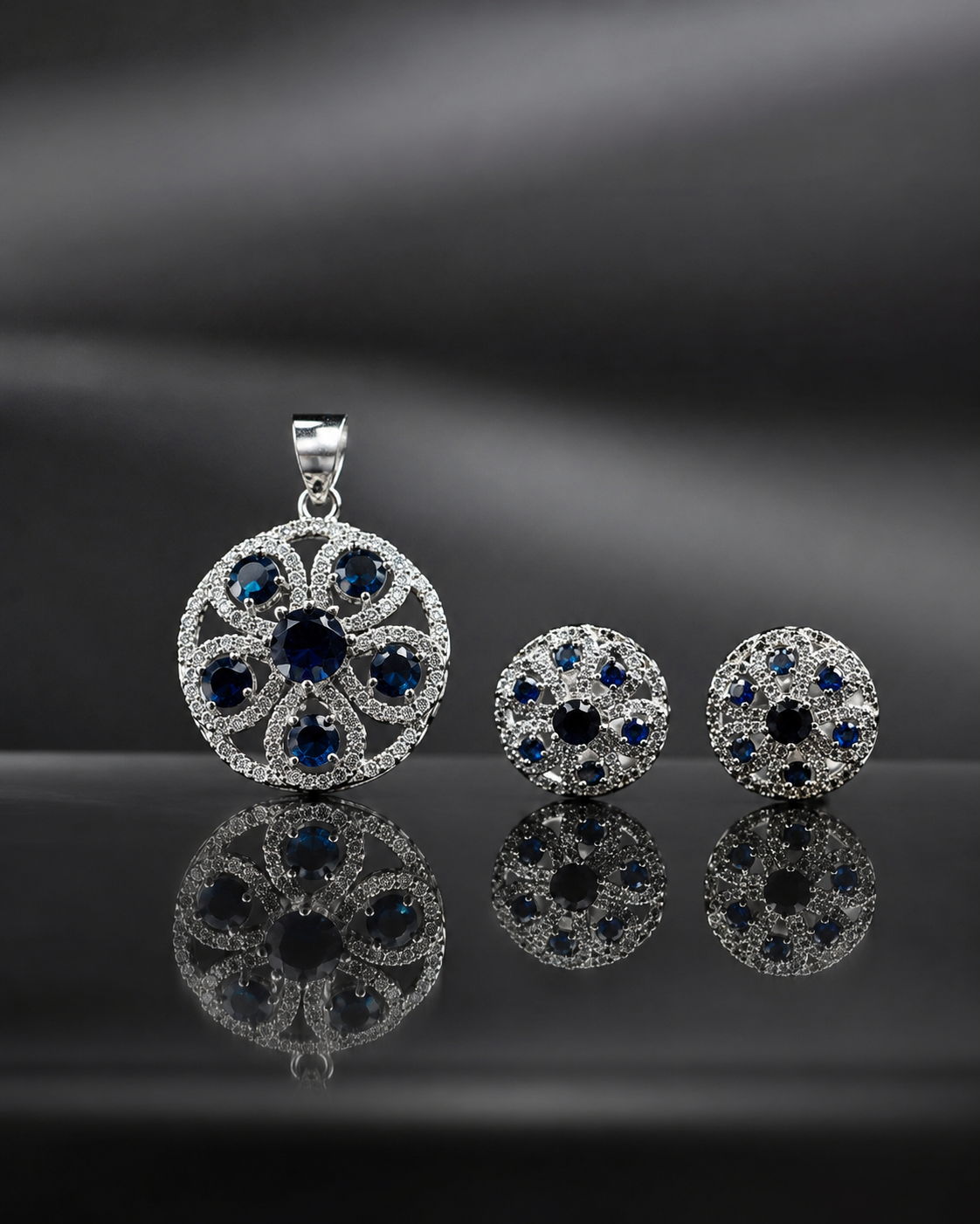 Brilliant Blue Flower CZ Set
