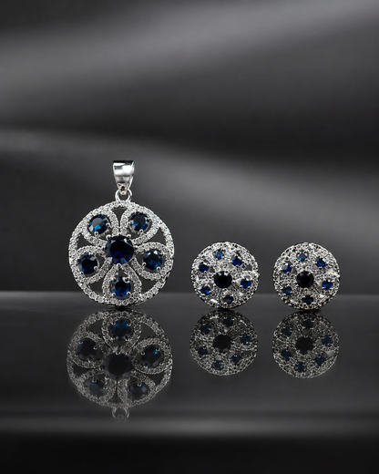 Brilliant Blue Flower CZ Set
