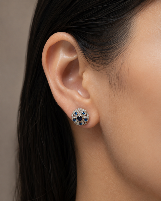Brilliant Blue Flower CZ Set